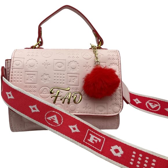 FAO Schwarz Other - FAO Schwarz girl Glamour Go Designer Purse Embossed Logo print & bag charm